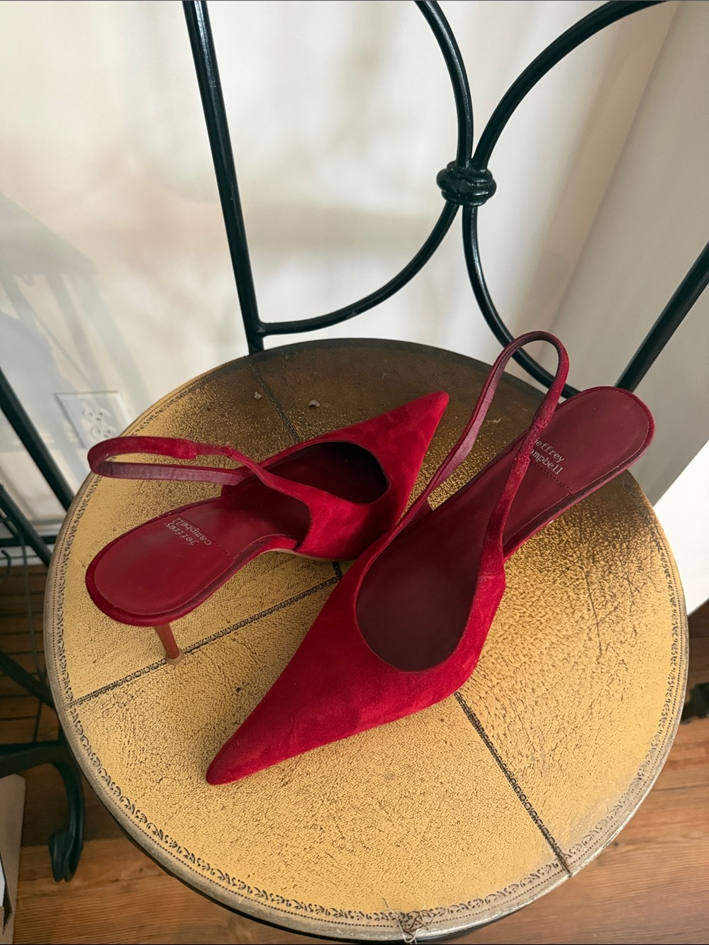Jeffrey Campbell Crimson Red Suede Pointed Slingback Heels
